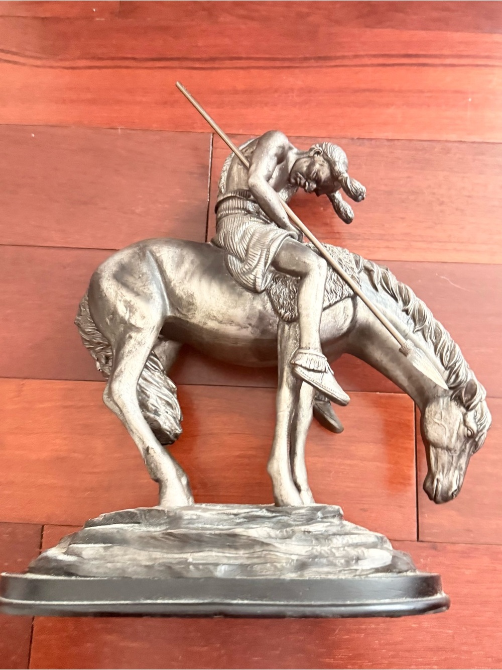 End Of The Trail' Indian Native Tribal Hero Warrior Plated Resin Cast Sculpture.